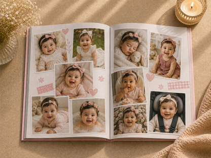 Baby's First Year Personalized Baby Photo Album | Custom Hardcover Baby Memory Book | Premium A4 Photobook