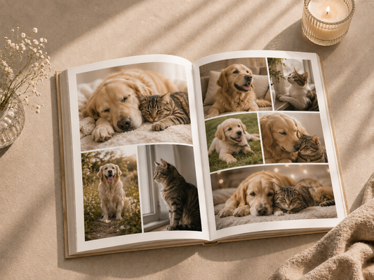 Pet Memories Personalized Photo Book | Custom Dog & Cat Memory Album | HeartFold Diaries